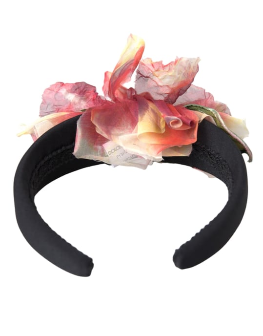 Roze Zijden Bloemen Zwarte Tiara Vrouwen Haarband Diadeem - Image 3