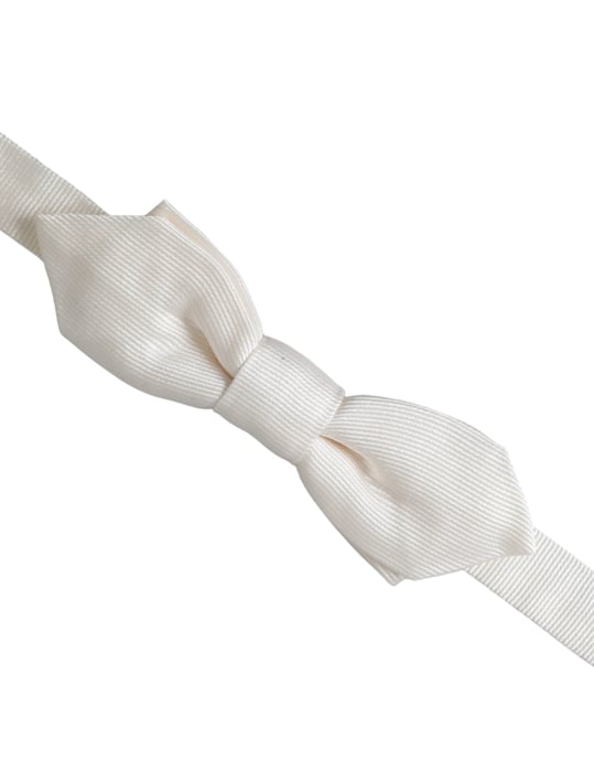 Dolce & Gabbana Witte Zijde Verstelbare Hals Heren Papillon Strik - Image 3