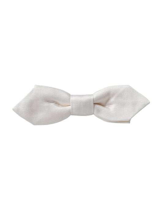 Dolce & Gabbana Witte Zijde Verstelbare Hals Heren Papillon Strik - Image 4