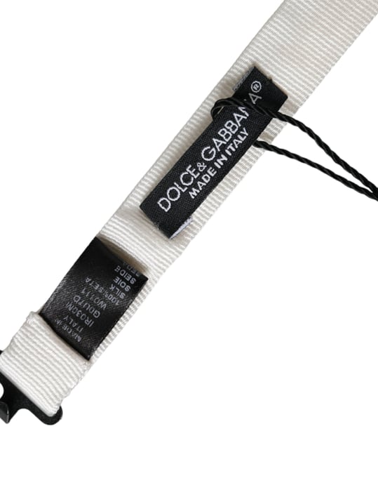 Dolce & Gabbana Witte Zijde Verstelbare Hals Heren Papillon Strik - Image 6
