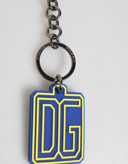 Blauwe Gele DG Rubber Logo Zilveren Mannen Sleutelhanger Sleutelsring - Image 2