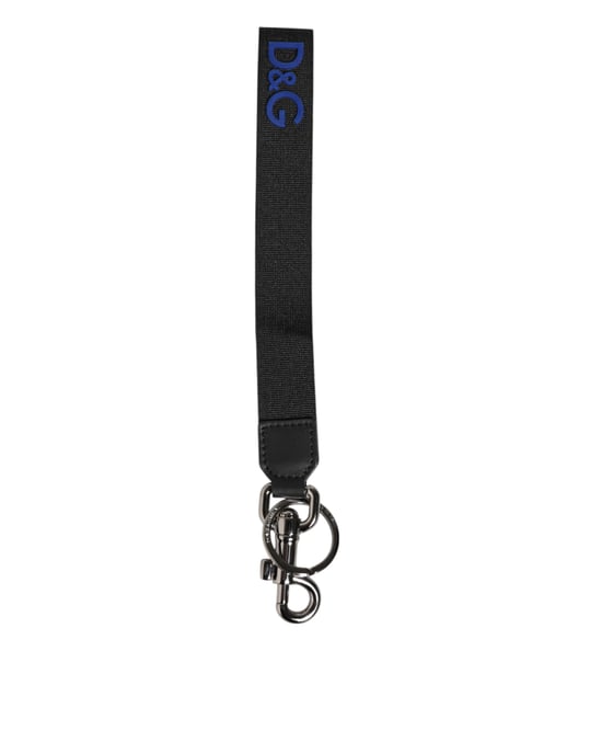 Zwarte Blauwe DG Logo Polyester Messing Houder Sleutelhanger Sleutelring - Image 1