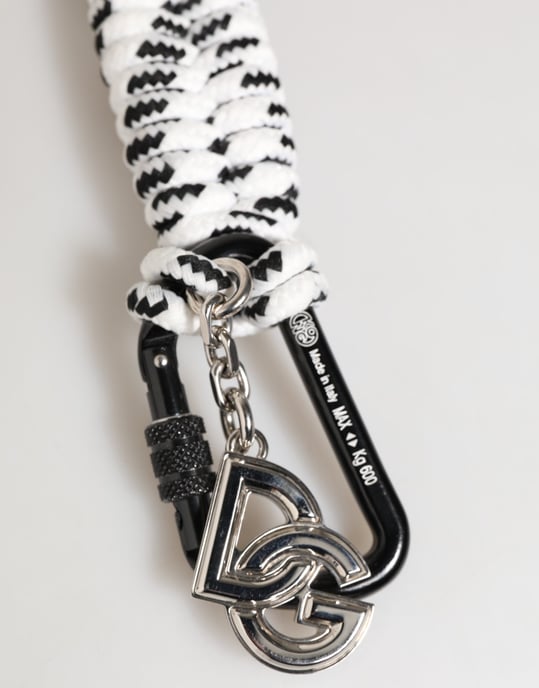 Zwarte Witte Polyester Tape Touw DG Logo Sleutelhanger Sleutelring - Image 2