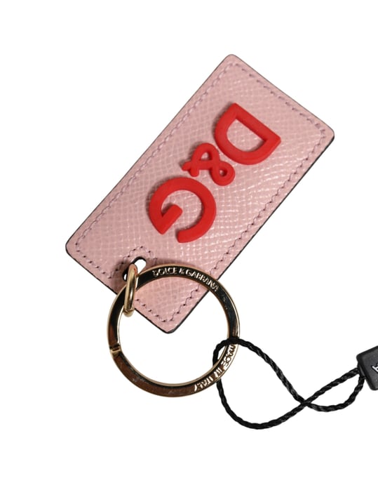Roze Kalfsleer DG Logo Metalen Ring Sleutelhanger - Image 3