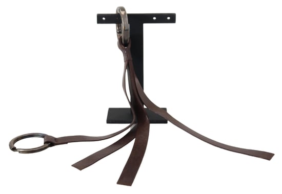 Bruine Leren Zilverkleurige Metalen Sleutelhanger Sleutelhanger - Image 1