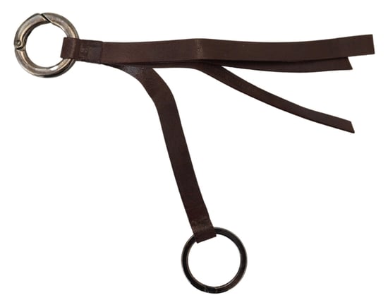 Bruine Leren Zilverkleurige Metalen Sleutelhanger Sleutelhanger - Image 2