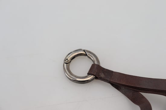 Bruine Leren Zilverkleurige Metalen Sleutelhanger Sleutelhanger - Image 3