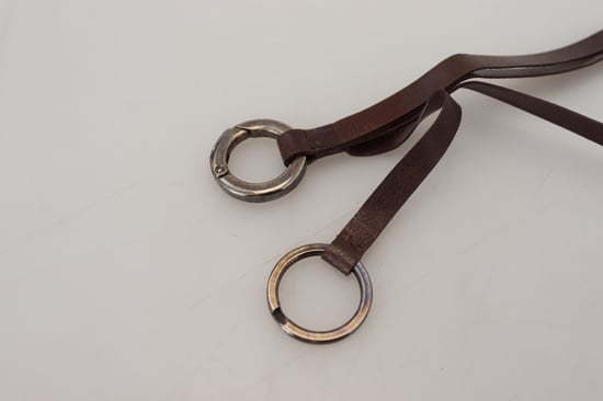 Bruine Leren Zilverkleurige Metalen Sleutelhanger Sleutelhanger - Image 4