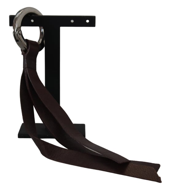 Bruine Leren Zilverkleurige Metalen Sleutelhanger Sleutelhanger - Image 1