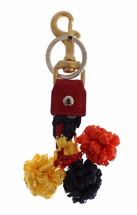 Dolce & Gabbana Gouden Gele Raffia Leren Klem Zoek Chain Sleutelhanger - Image 1