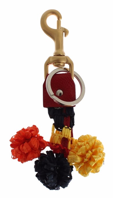 Dolce & Gabbana Gouden Gele Raffia Leren Klem Zoek Chain Sleutelhanger - Image 2