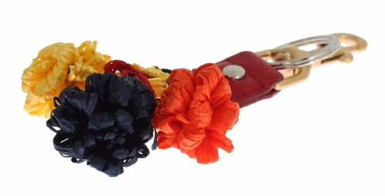 Dolce & Gabbana Gouden Gele Raffia Leren Klem Zoek Chain Sleutelhanger - Image 3