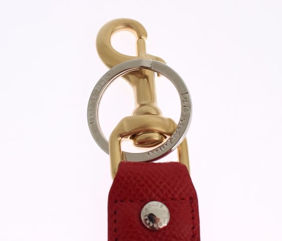 Dolce & Gabbana Gouden Gele Raffia Leren Klem Zoek Chain Sleutelhanger - Image 4