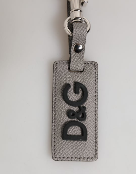 Grijze Leren Logo Metaalring Sleutelhangerhouder Mannen Sleutelhanger - Image 4