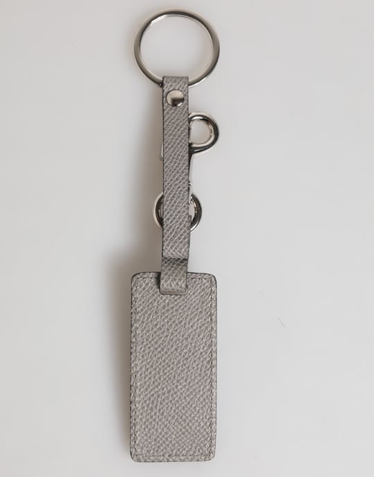 Grijze Leren Logo Metaalring Sleutelhangerhouder Mannen Sleutelhanger - Image 5