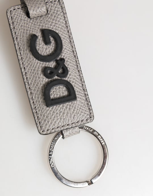 Grijze Leren Logo Metaalring Sleutelhangerhouder Mannen Sleutelhanger - Image 3