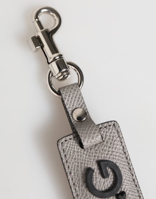 Grijze Leren Logo Metaalring Sleutelhangerhouder Mannen Sleutelhanger - Image 4