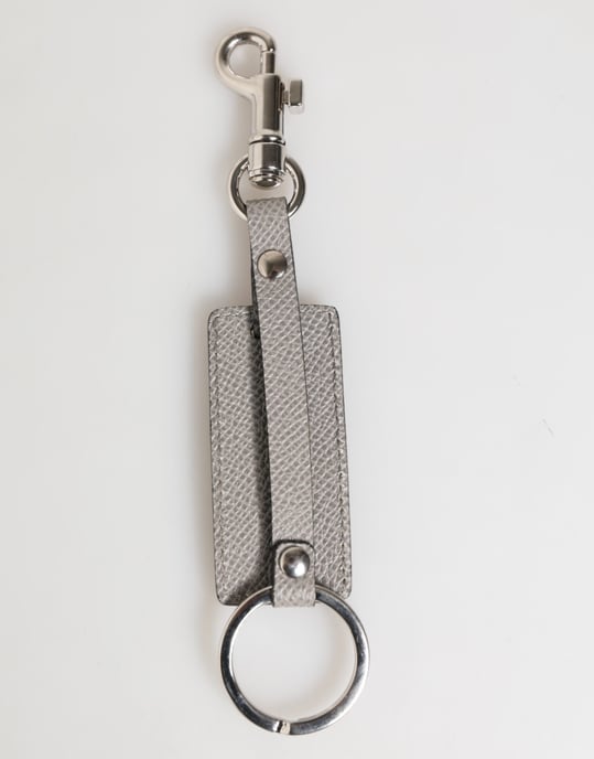 Grijze Leren Logo Metaalring Sleutelhangerhouder Mannen Sleutelhanger - Image 5