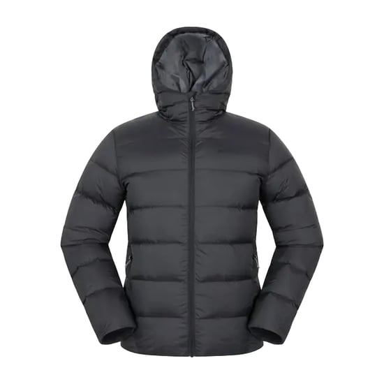 Mountain Warehouse Heren Stratus Dons Packbare Gewatteerde Jas met Kap (Zwart) - Image 1