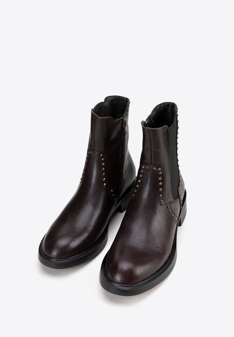 Wittchen Dames Leren Chelsea Boots met Decoratieve Klinknagels Bruin Natuurlijk Leer - Image 1