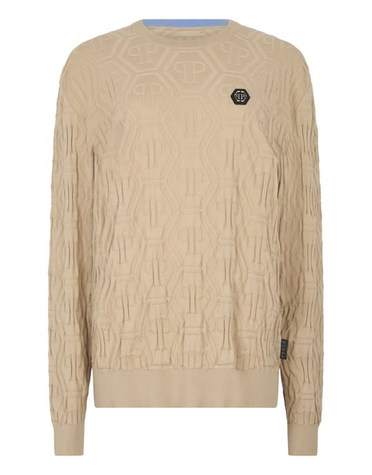 Jacquard Round Neck Pullover Monogram - Image 1