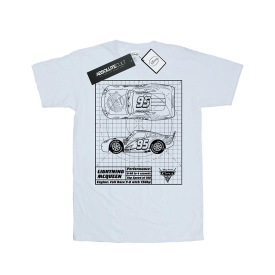 Disney Dames/Dames Cars Lightning McQueen Blueprint Katoenen Vriendje T-shirt (Wit) - Image 1