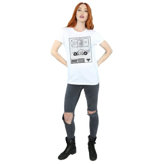 Disney Dames/Dames Cars Lightning McQueen Blueprint Katoenen Vriendje T-shirt (Wit) - Image 4
