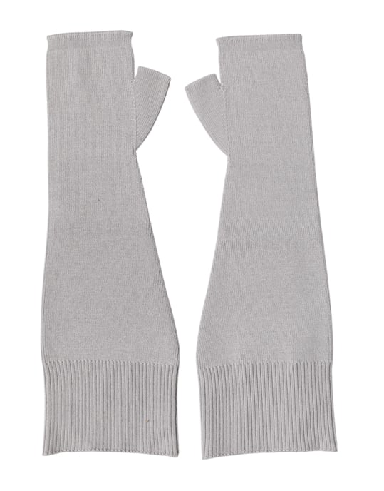 Grijze Virgin Wol Gehaakte Vingerloze Mannenhandschoenen - Image 1