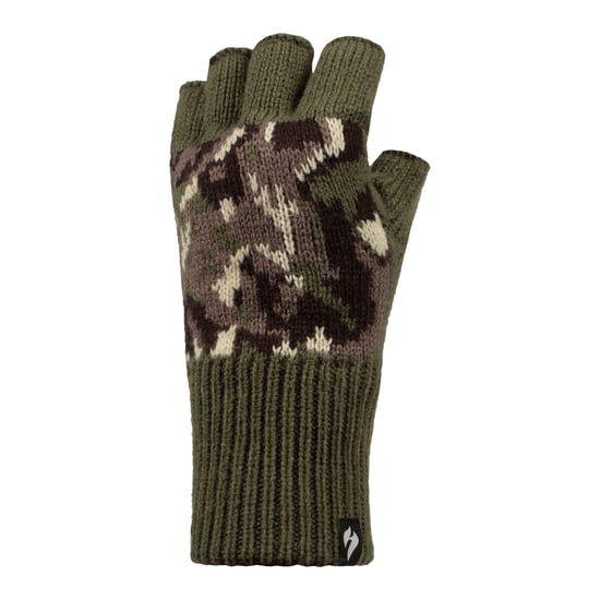 Heren Warm 3.2 TOG Fleece Gevoerde Winter Thermo Vingerloze Handschoenen in Khaki & Marineblauw - Image 3