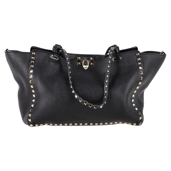 Valentino Medium Rockstud Tote in Zwart Kalfsleer - Image 1