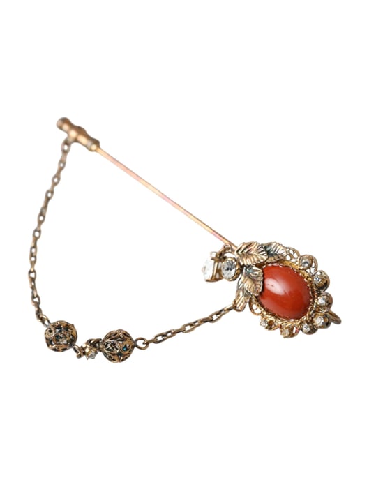 Gouden Messing Kristallen Ketting 925 Sterling Zilveren Speld Broche - Image 2