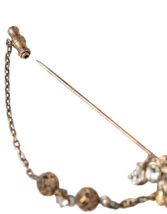 Gouden Messing Kristallen Ketting 925 Sterling Zilveren Speld Broche - Image 4