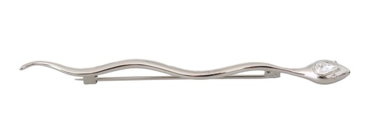 Zilveren Messing Kristallen Spilla Serpente Heren Broche Speld - Image 1