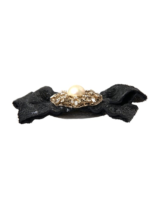 Zwarte Pailletten Parels Handgemaakte Broche Haarspeld - Image 3
