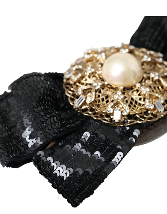 Zwarte Pailletten Parels Handgemaakte Broche Haarspeld - Image 4