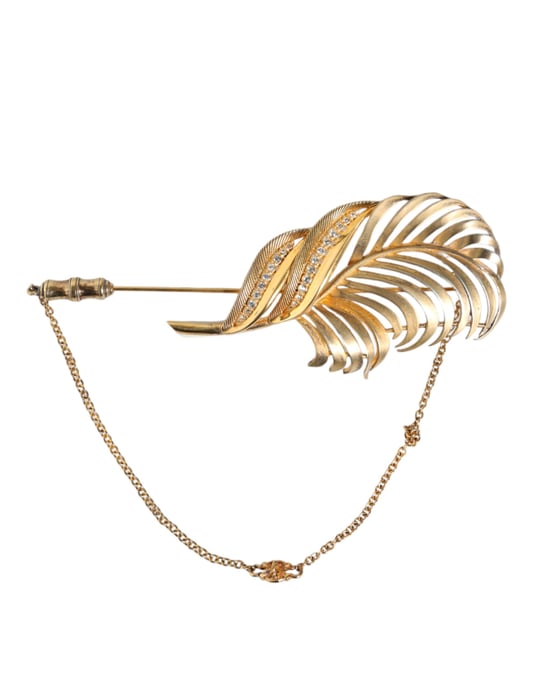 Gouden Toon 925 Sterling Zilveren Blad Kristal Ketting Speld - Image 1