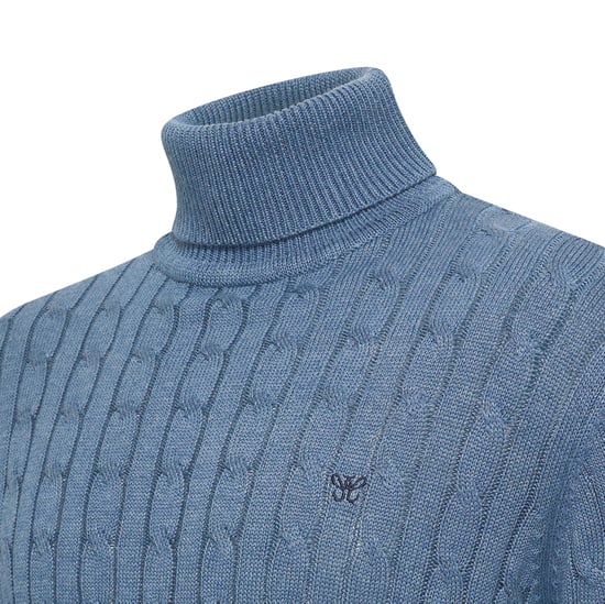 Cappuccino Italia Trui Aosta Cable Pullover Blauw - Image 2