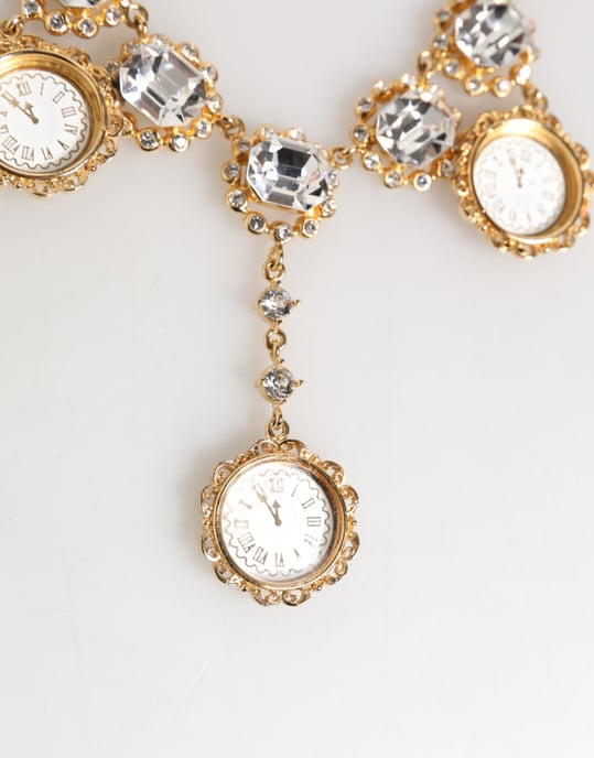 Gouden Kristallen Klok Hanger Statement Sieraden Ketting - Image 2