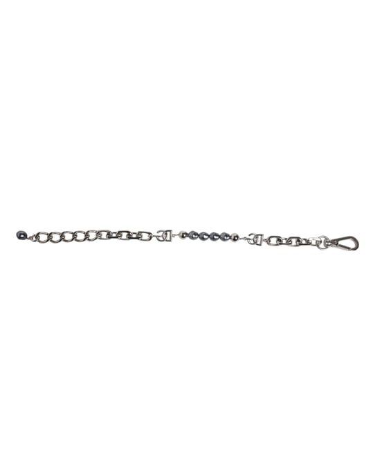 Zilverkleurige ketting met kreeftsluiting en logo armband met grijze parels - Image 4