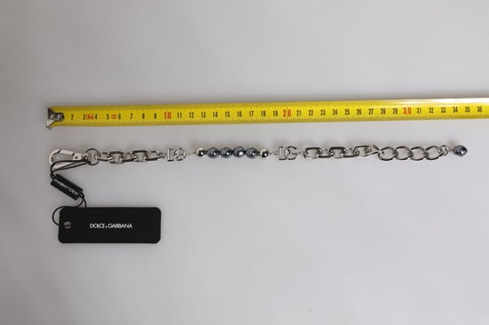 Zilveren Ketting Met Kreeftenhaak Logo Grijze Parels Armband - Image 4