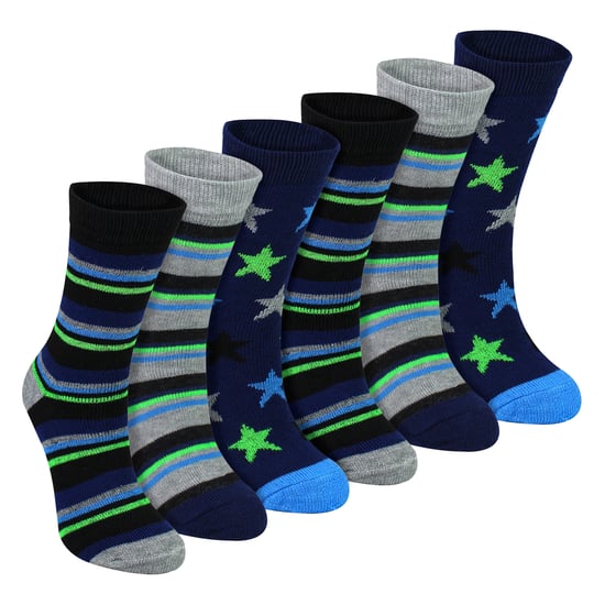 6 Paar Jongens Warme Bed Socks | Gestreepte & Sterren Patroon Ademend Sokken - Image 1