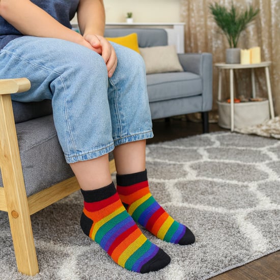 6 Pack Kids Jongens Meisjes Regenboog Trainer Katoenen Sokken Kleurrijke Gestreepte Sokken - Image 3