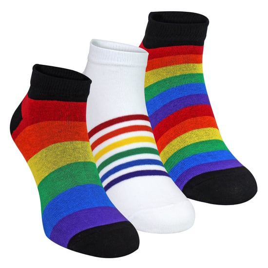 3-Pack Herensokken Damesregenboog Sportkatoen Sokken Heldere Kleurrijke Gestreepte Sokken - Image 1