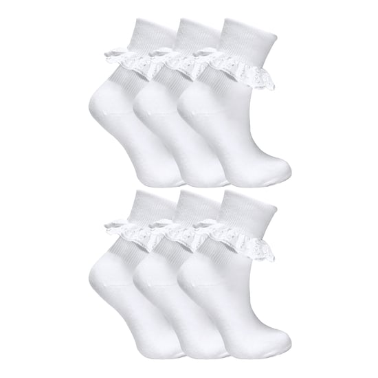6-pack Babymeisjes Witte Zachte Franje Kanten Sokken - Image 1