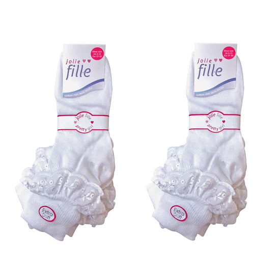 6-pack Babymeisjes Witte Zachte Franje Kanten Sokken - Image 2