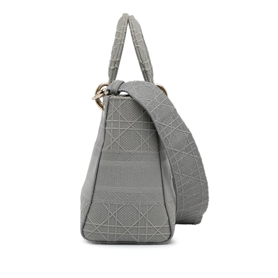 Dior Caro Mini Tas Grijs Geïnspireerd Katoen - Image 3