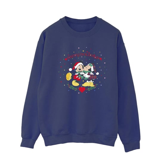 Disney Dames/Dames Mickey Mouse Mickey Minnie Kerstmis Sweatshirt (Marineblauw) - Image 1