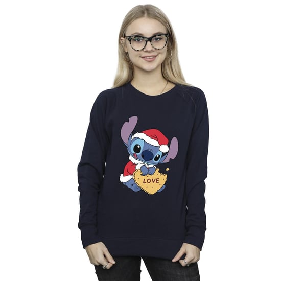 Disney Dames/Dames Lilo And Stitch Kerstmis Love Biscuit Sweatshirt (Marineblauw) - Image 3