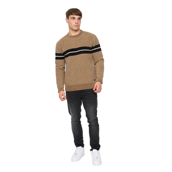 Crosshatch Heren Roundall Chenille Gebreide Trui (Taupe) - Image 3