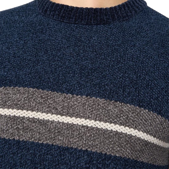 Crosshatch Heren Roundall Chenille Gebreide Jumper (Marineblauw) - Image 2